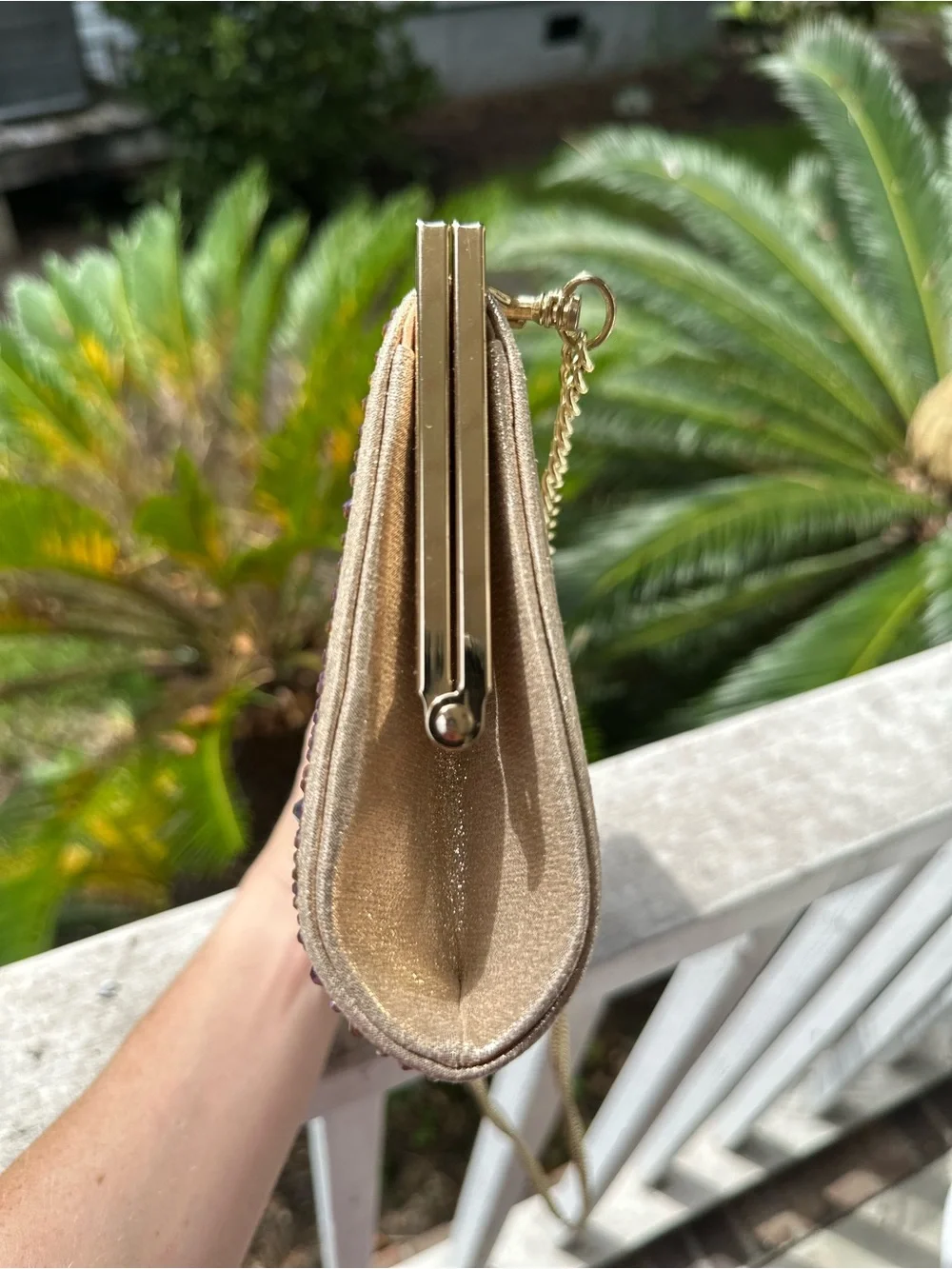 Crystal Embellished Gold Evening Clutch